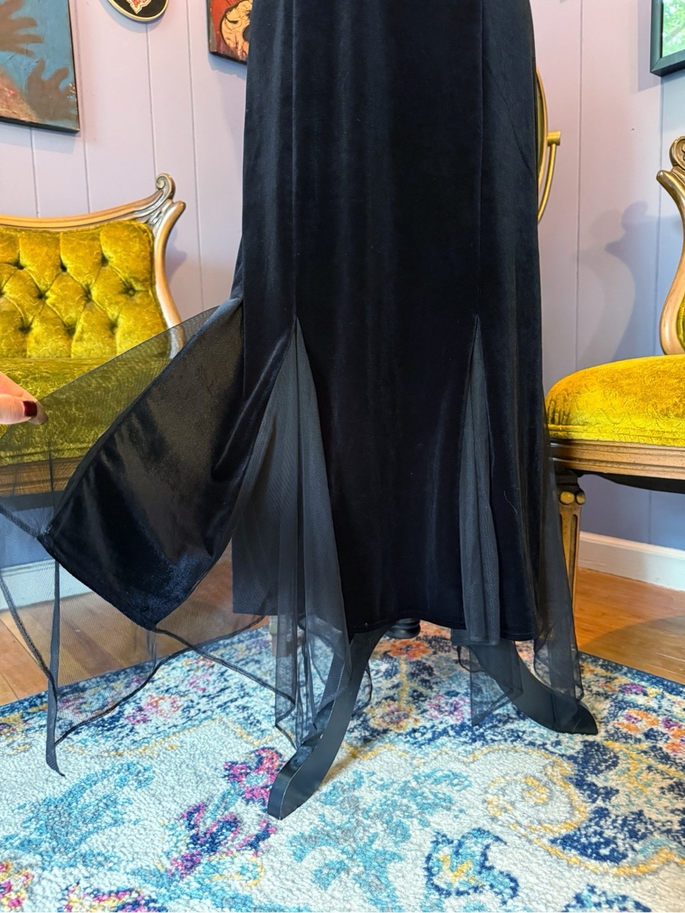 Vtg  90s Dressbarn Velvet Goth Whimsigoth Witchy Stevie Nicks 20s Inspo Dress - Picture 4 of 8